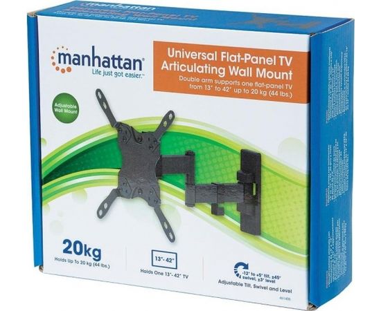 Manhattan Sienas stiprinājums  for TV LCD/LED/PDP double arm 13-42'' 20 kg VESA black