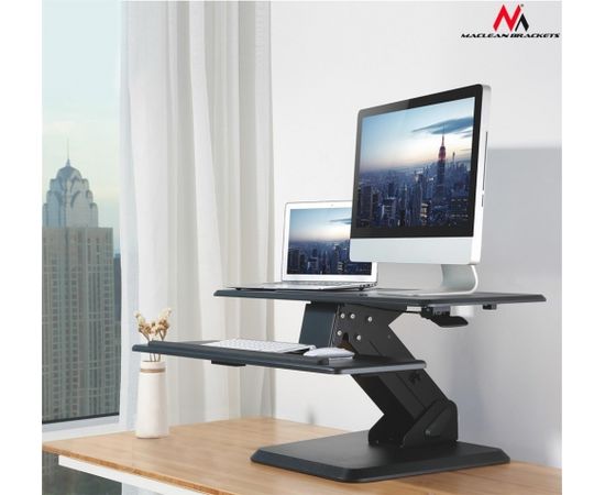Maclean MC-792  Stand for keyboard and monitor / laptop on a black table gas spr