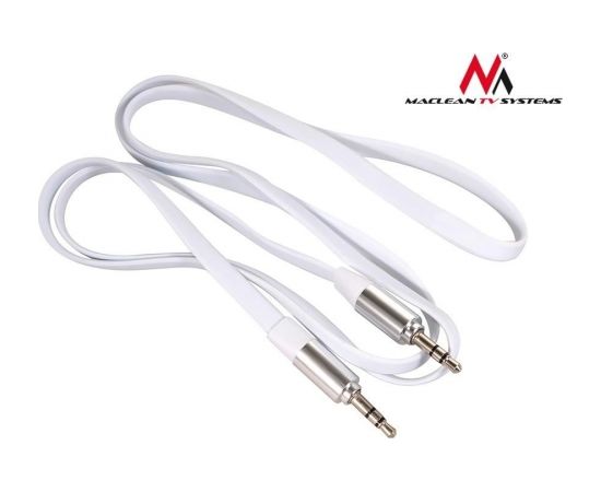 Maclean MCTV-694W Jack Straight Flat Tangle Free Audio Stereo AUX 3.5 mm Cable1m