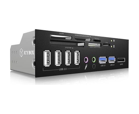 Raidsonic IcyBox Card Reader with multiport panel, USB 3.0, 1x eSATA interface