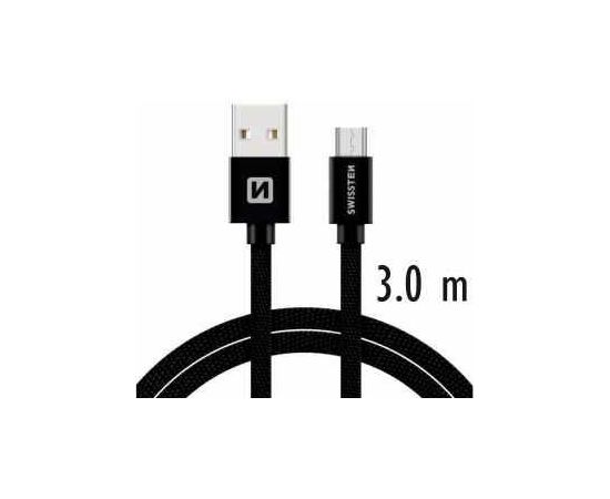 Swissten Textile Quick Charge Универсальный Micro USB Кабель данных 3.0m Черный