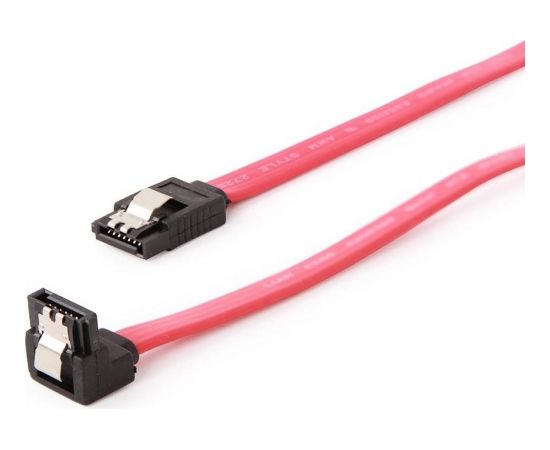 Gembird Serial ATA III 10 cm Data Cable with 90 degree bent, metal clips, red