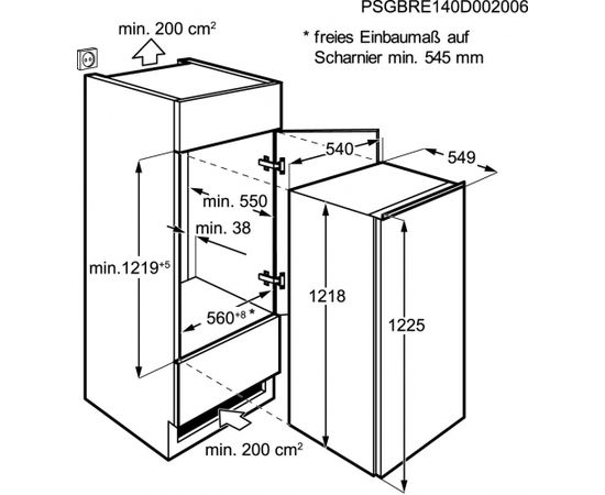 ELECTROLUX ERN2201AOW ledusskapis bez saldētavas, iebūv., 122cm, 1d., SD