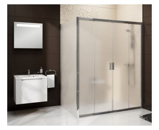 Ravak dušas durvis BLDP4-130 satīna + caurspīdīgs stikls