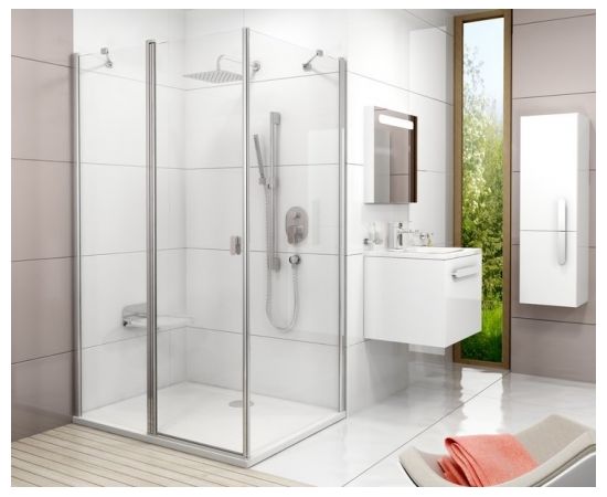 Ravak dušas stūris ar veramu durvi Chrome CRV2 90 balta + caurspīdīgs stikls