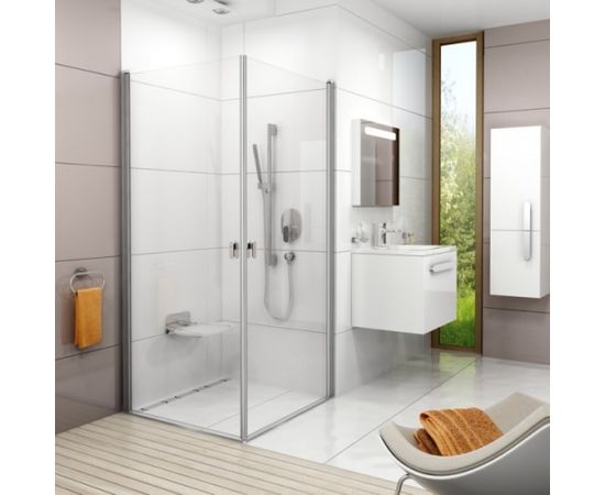 RAVAK CRV1-100 Durvis dušas stūrim, balts + caurspīdīgs stikls