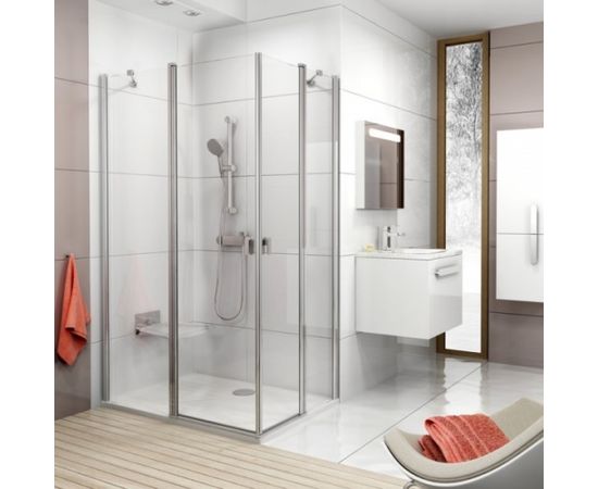 RAVAK CRV2-100 Durvis dušas stūrim, balts + stikls caurspīdīgs