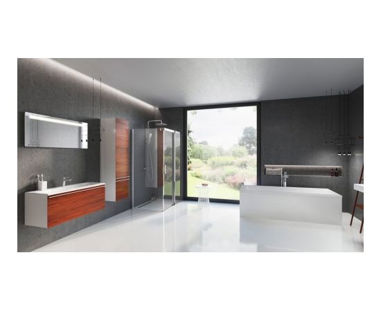 RAVAK Clear SB 400 garais skapis ar 2 durvīm (kreisais) 40x35x155cm, balts/rieksts Skapīši un to durvis un plaukti