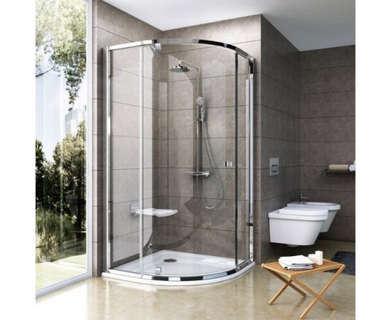 RAVAK PSKK3-90 dušas stūris ar atveramām durvīm 90x90cm, R500, pusaplis, balta/balta+stikls