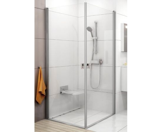 RAVAK CRV1-100 Durvis dušas stūrim, satīns + stikls caurspīdīgs