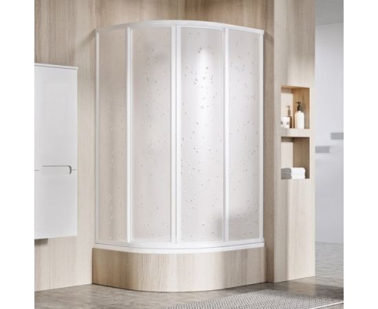 RAVAK SKCP4-80 Sabina dušas stūris ar bīdāmām durvīm 80x80cm, R500, pusaplis, balta+polistirols Pearl