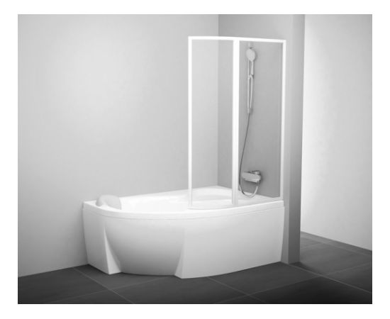 Ravak vannas siena VSK2 Rosa 170 L balta + polistirols Rain Dušas vannu sienas