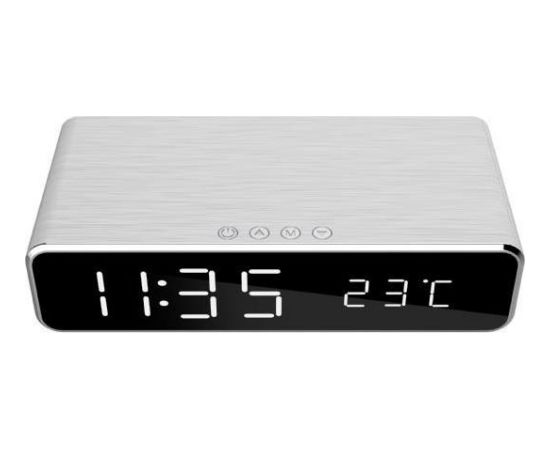 Gembird DAC-WPC-01-S Digital alarm clock with wireless charging function, silver