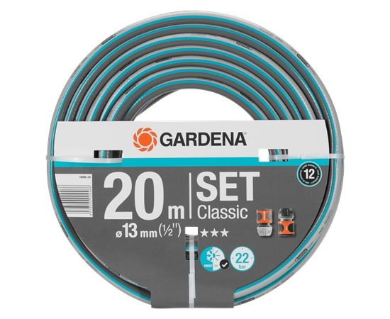Gardena Classic šļūtene 13mm, 20m, elastīgāka (2x915) KOMPLEKTS