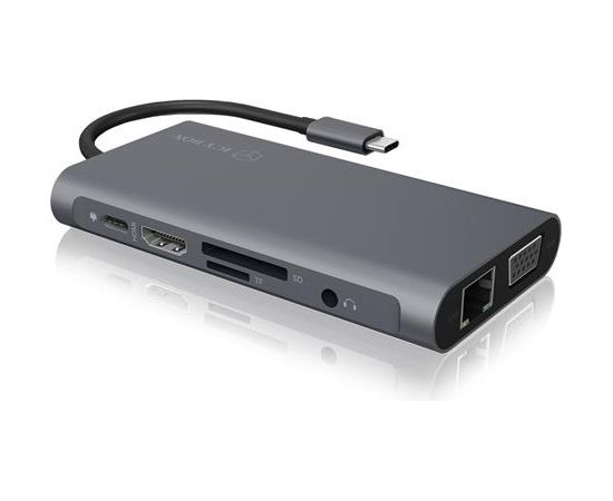 Raidsonic IcyBox Docking Station USB Type-C, 3xUSB, HDMI 4k@30Hz, VGA, SD/microSD