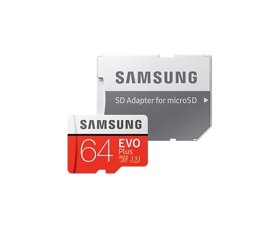 Samsung EVO Plus UHS-I 64GB, MicroSDXC, Flash memory class 10, SD Adapter (Ir veikalā)