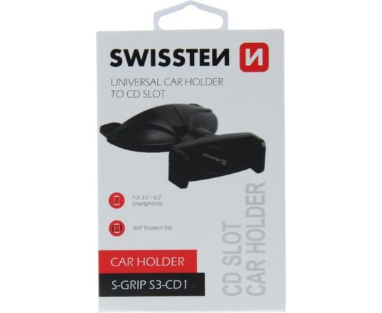 Swissten S-Grip S3-CD1 Универсальный Держатель В CD / Radio для Планшетов / Телефонов / GPS Черный