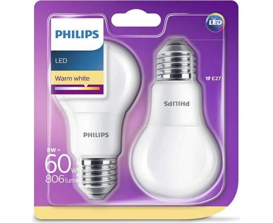 Philips LED spuldze E27   / 2 gab.