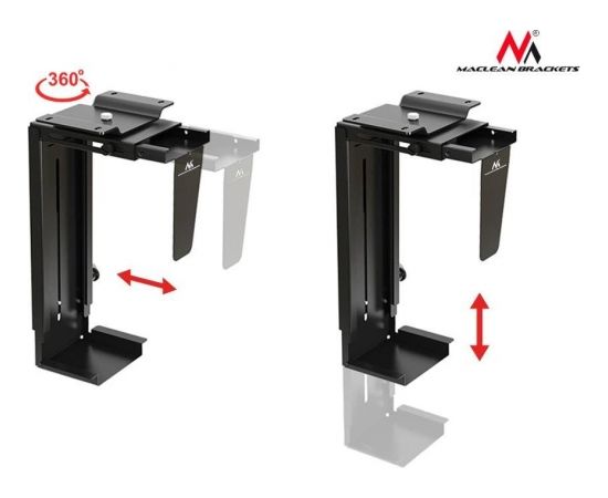 Maclean MC-713 B Adjustable Under-Desk /Wall CPU Mount