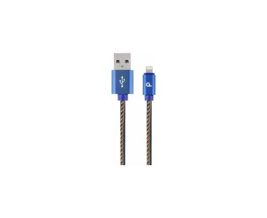 Gembird USB Male - Lightning Male Premium denim 2m Blue