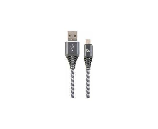 Gembird USB Male - Micro USB Male Premium cotton braided 1m Space Grey/White