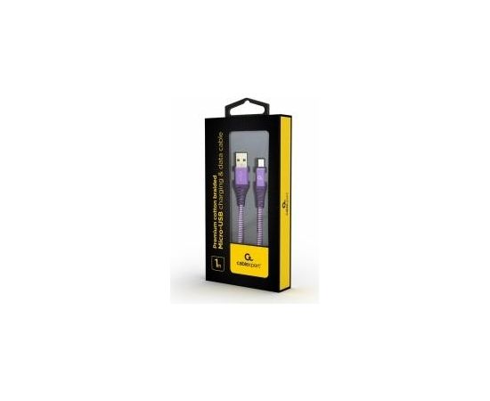 Gembird USB Male - Micro USB Male Premium cotton braided 1m Purple/White