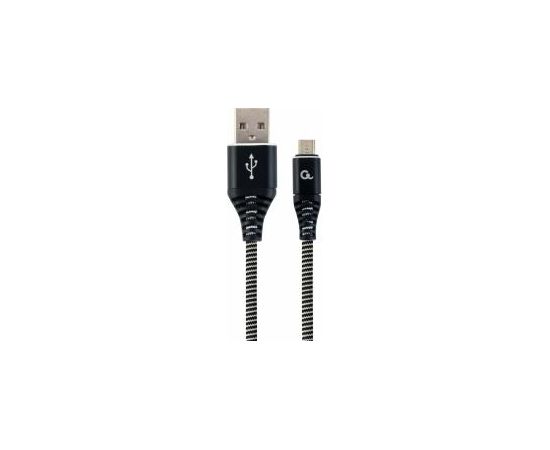 Gembird USB Male - Micro USB Male Premium cotton braided 1m Black/White