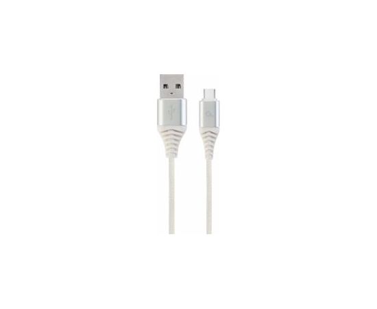 Gembird USB Male - USB Type C Male Premium cotton braided 1m Silver