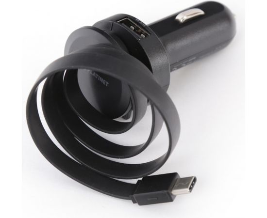 Platinet car charger 1xUSB 2,4A + USB-C cable (44652)