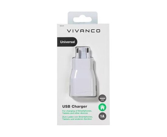 Vivanco USB lādētājs 1A, balts (38348)