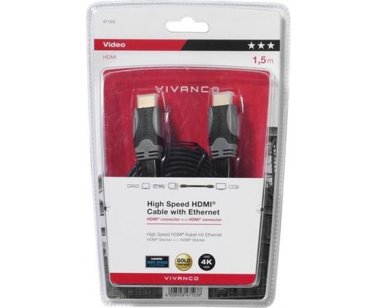 Vivanco кабель HDMI - HDMI 1.5 м плоский (47103)
