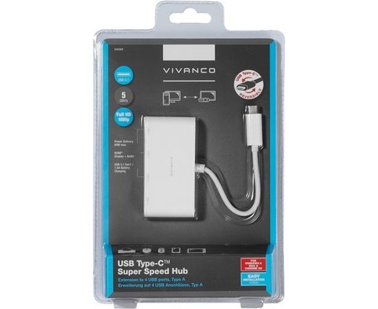 Vivanco USB-хаб USB-C 3.1, 4 порта, белый (34292)