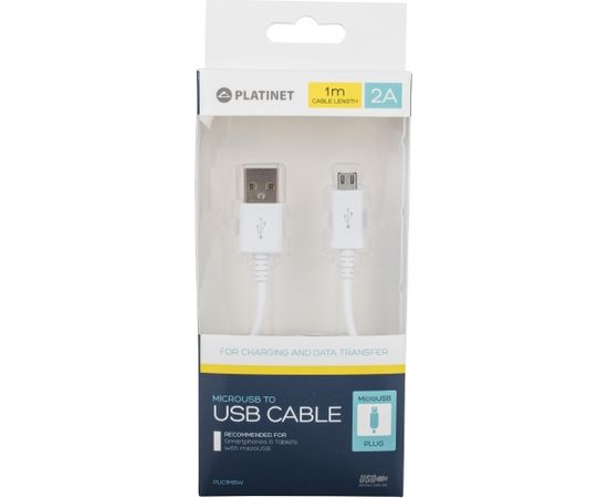 Platinet cable USB - microUSB 1m, white