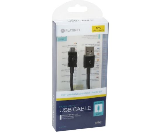 Platinet cable USB - microUSB 1m, black