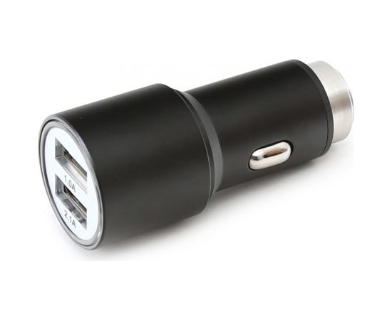 Omega auto lādētājs 2xUSB 2100mA Metal, melns (43342)