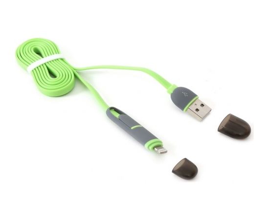 Platinet кабель USB - microUSB/Lightning 1м, зеленый (42872)