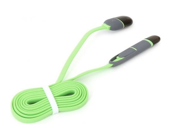 Platinet кабель USB - microUSB/Lightning 1м, зеленый (42872)
