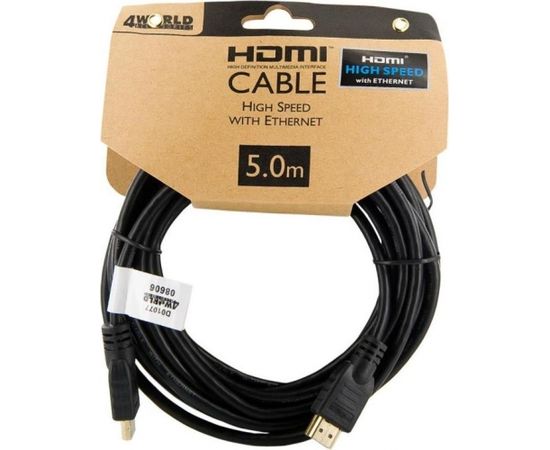 4World HDMI - HDMI cable High Speed with Ethernet (v1.4), 3D, HQ, BLK, 5m