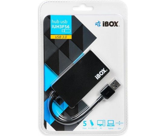 Ibox HUB I-BOX USB 3.0 BLACK 4-PORTS SLIM