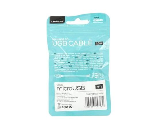 Omega kabelis microUSB 1m, balts (44343)