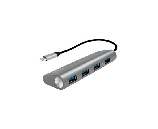 LOGILINK- USB-C 3.1 hub, 4 port, aluminum casing, grey