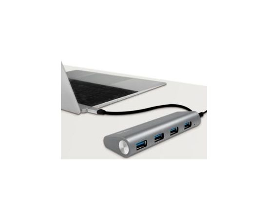 LOGILINK- USB-C 3.1 hub, 4 port, aluminum casing, grey