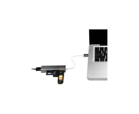 LOGILINK - USB 3.0 hub, 3 port, with card reader USB / Type-C Hub