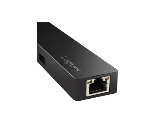 LOGILINK- USB-C hub, 3 ports + gigabit adapter, black