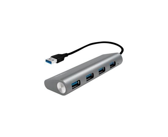 LOGILINK - USB 3.0 hub, 4 port with card reader, aluminum casing, silver