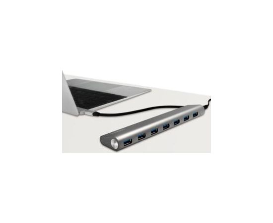 LOGILINK- USB-C 3.1 hub, 7 port, aluminum casing, grey