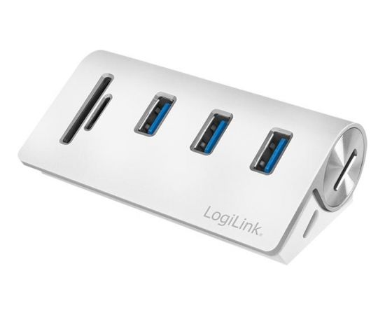 LOGILINK - USB 3.0, 3-port hub, with card reader and aluminum casing