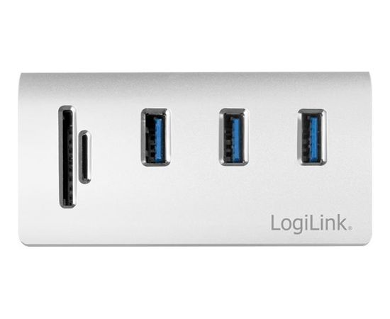 LOGILINK - USB 3.0, 3-port hub, with card reader and aluminum casing