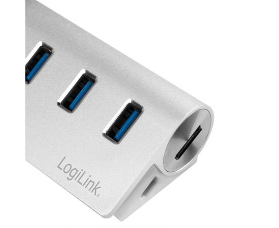 LOGILINK - USB 3.0, 3-port hub, with card reader and aluminum casing