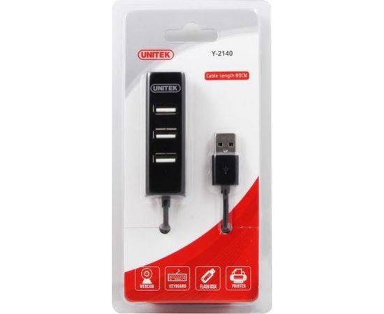 Unitek Hub 4x USB 2.0. mini, black, Y-2140